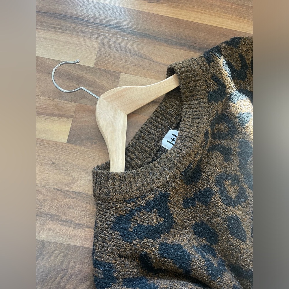 John + Jenn Black and Brown leopard Print Sweater